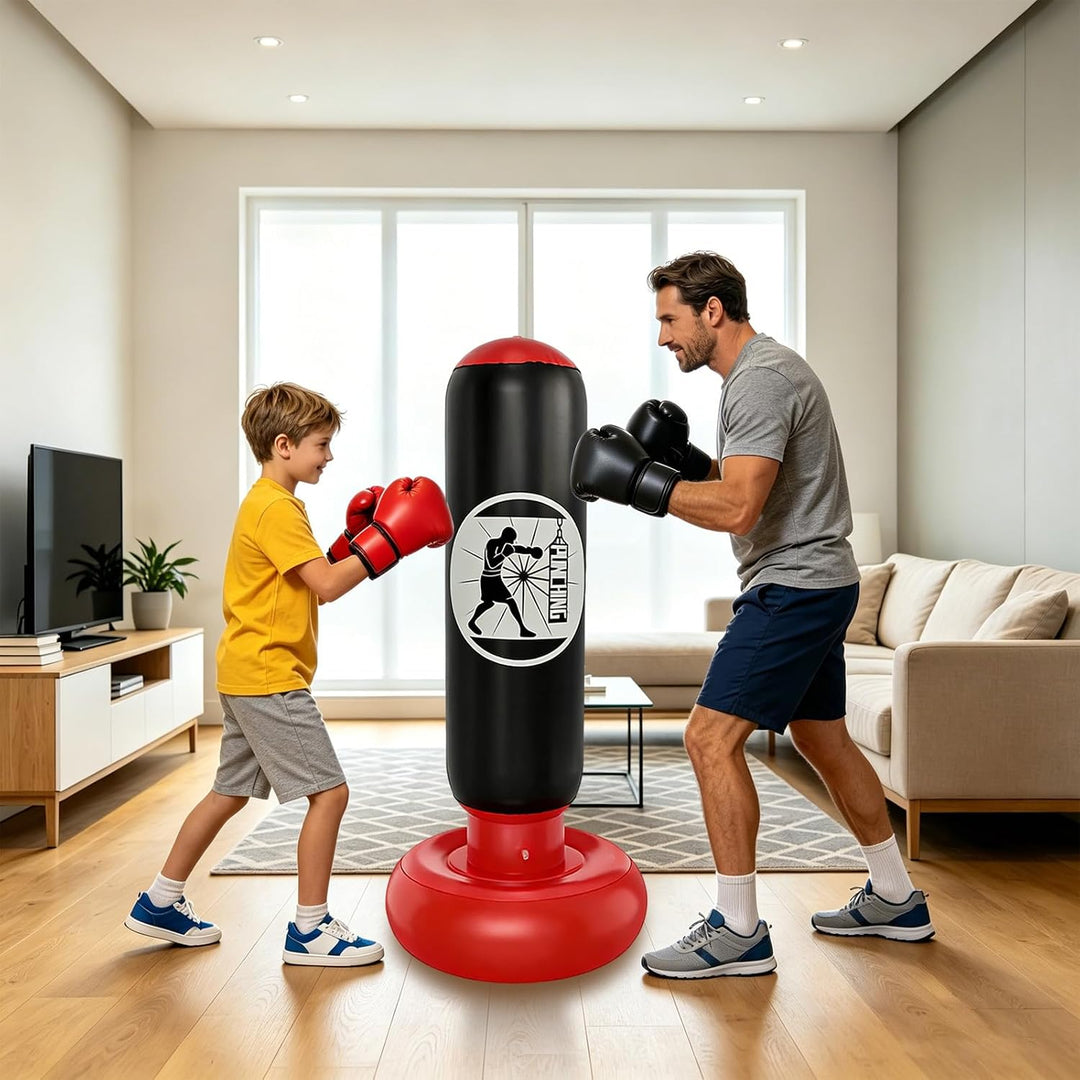 Boxsack Kinder Stehend 160cm - Aufblasbarer Standboxsack Mit Fusspumpe - Punchingball Kinder Für Zuh