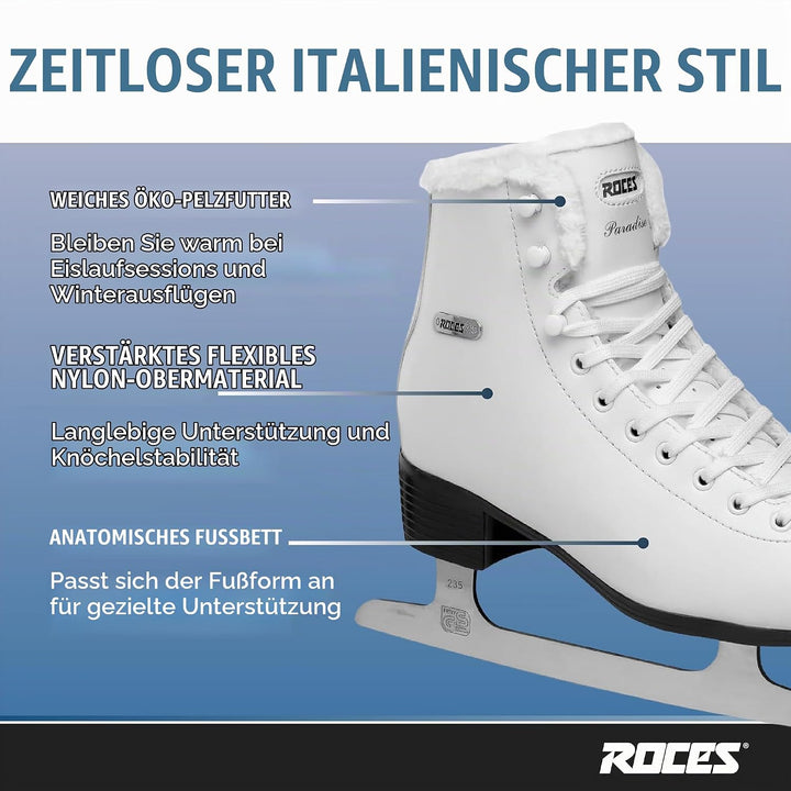 Roces Damen Paradise Eco-fur Freizeit-Schlittschuh 42 Weiss, 42 Weiss