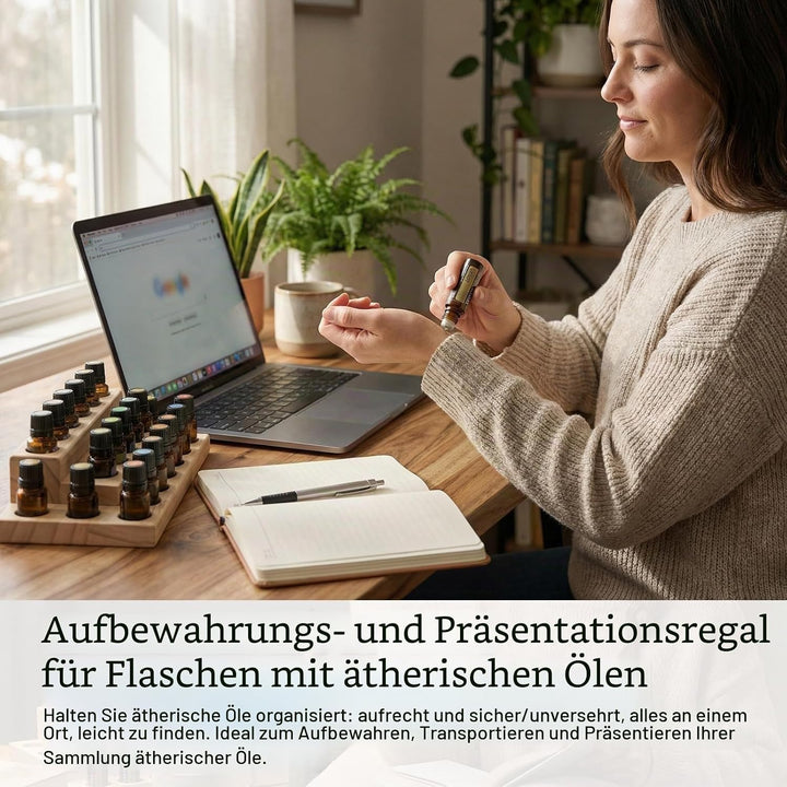 Ätherisches Öl Display Ständer, 23 Löcher Aromatherapie Öle Hölzern Tragen Gestell Halter Organisato