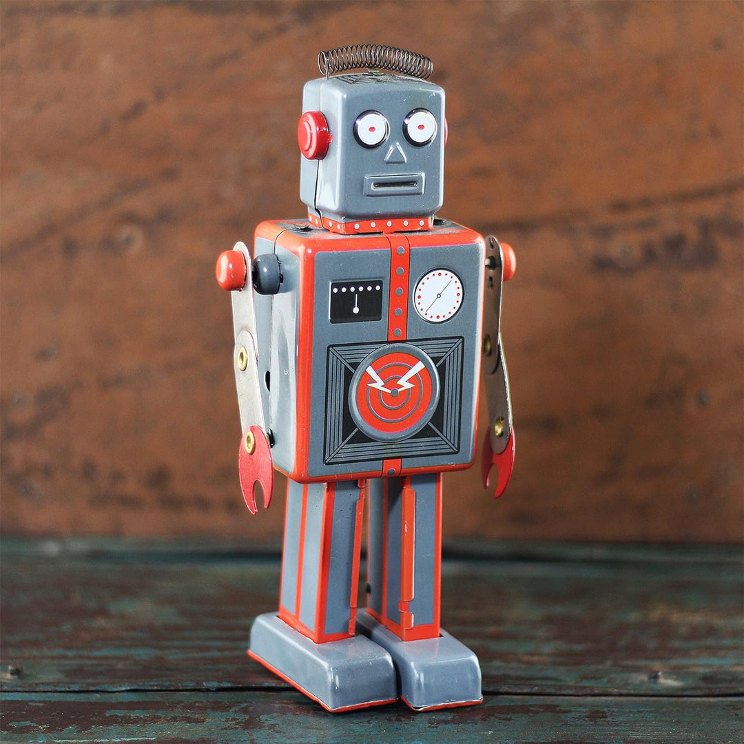 Superfreak Roboter - Mechanical Robot - grau - Blechroboter - Retro Blechspielzeug Modell 03, Modell