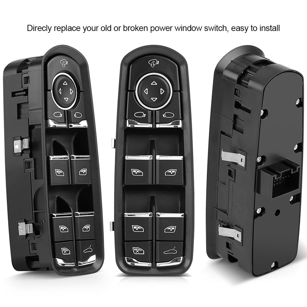 Qiilu Fensterheber Hauptschalter, Vorne Links Fensterheberschalte für Cayman Panamera Macan 7PP95985