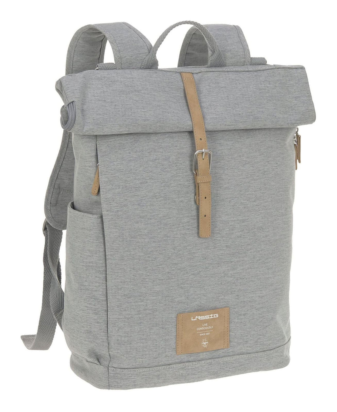 LÄSSIG Green Label Rolltop Backpack Grey Melange