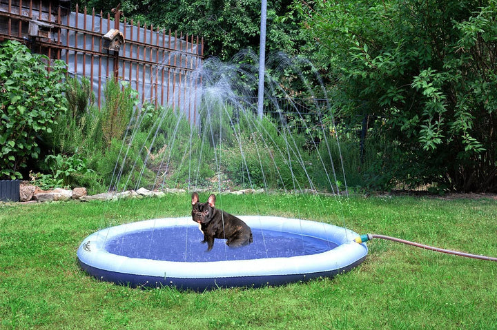 infactory Sprinklerpool: 2er-Set Wasser-Spielmatte für Kinder & Hunde, Schlauchanschluss, PVC (Sprit