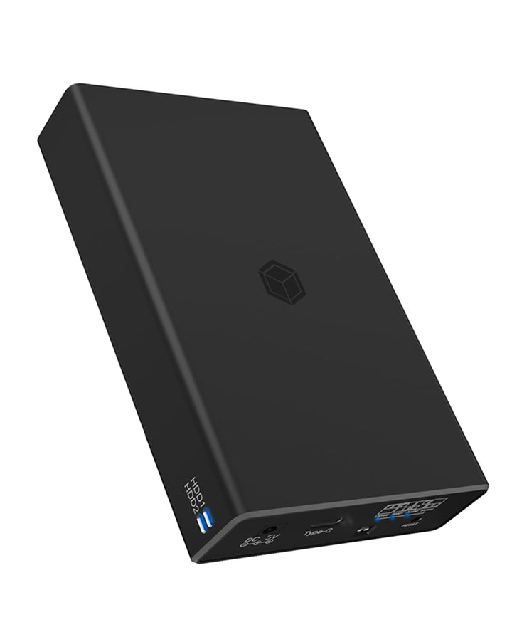 ICY BOX RAID Gehäuse für 2X 2,5 Zoll SSD & HDD, USB-C & USB-A Kabel, USB 3.1 Gen2 (10 Gbit/s), Alumi