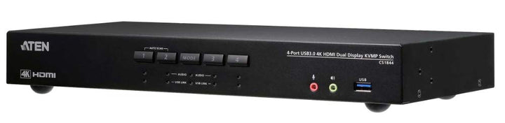 ATEN CS1844 4-Port True 4K HDMI Dual-View KVM Switch mit Audio & USB 3.0Hub