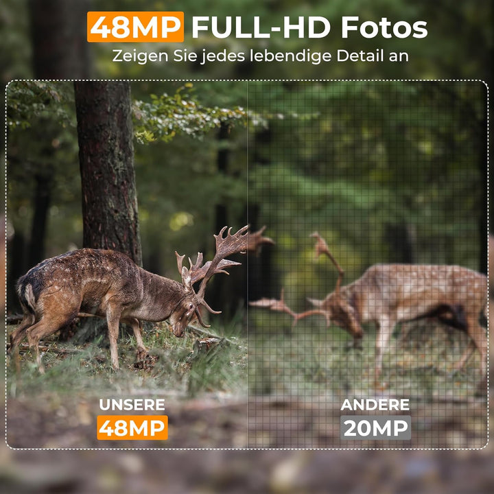 K&F Concept 48MP 4K WLAN Wildkamera handyübertragung, WiFi Wildkamera mit bewegungsmelder nachtsicht