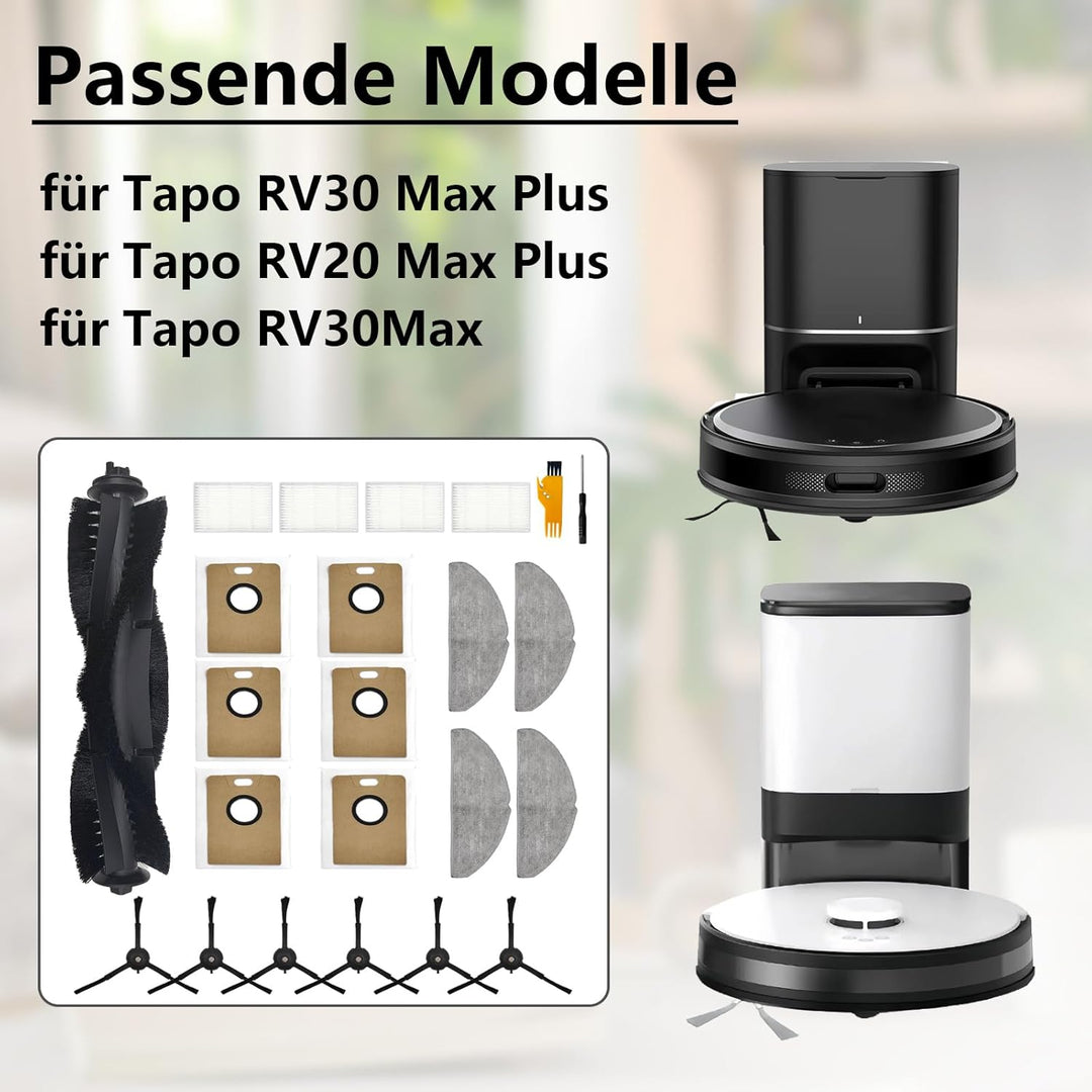 21 Pcs Zubehör Set für Tapo RV30 Max Plus, RV30 Max, RV20 Max Plus, RV20 Max Staubsauger Ersatzteil,