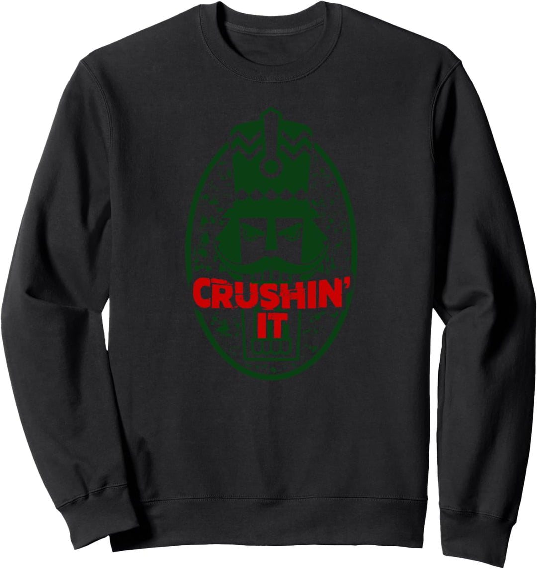 Funny Christmas Nutcracker Crushin' It Nuts Design Pajama Sweatshirt