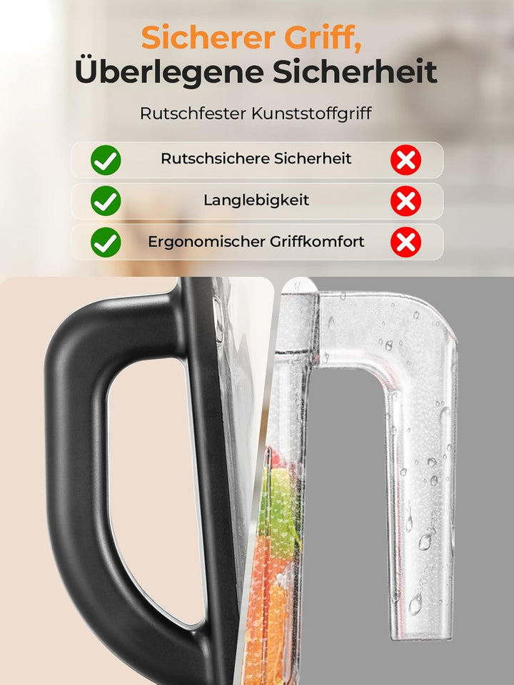 FOHERE Standmixer, 1100W Spitze, 1.5-Liter-Behälter, 5 Geschwindigkeitsstufe + Impulsfunktion, Mixer