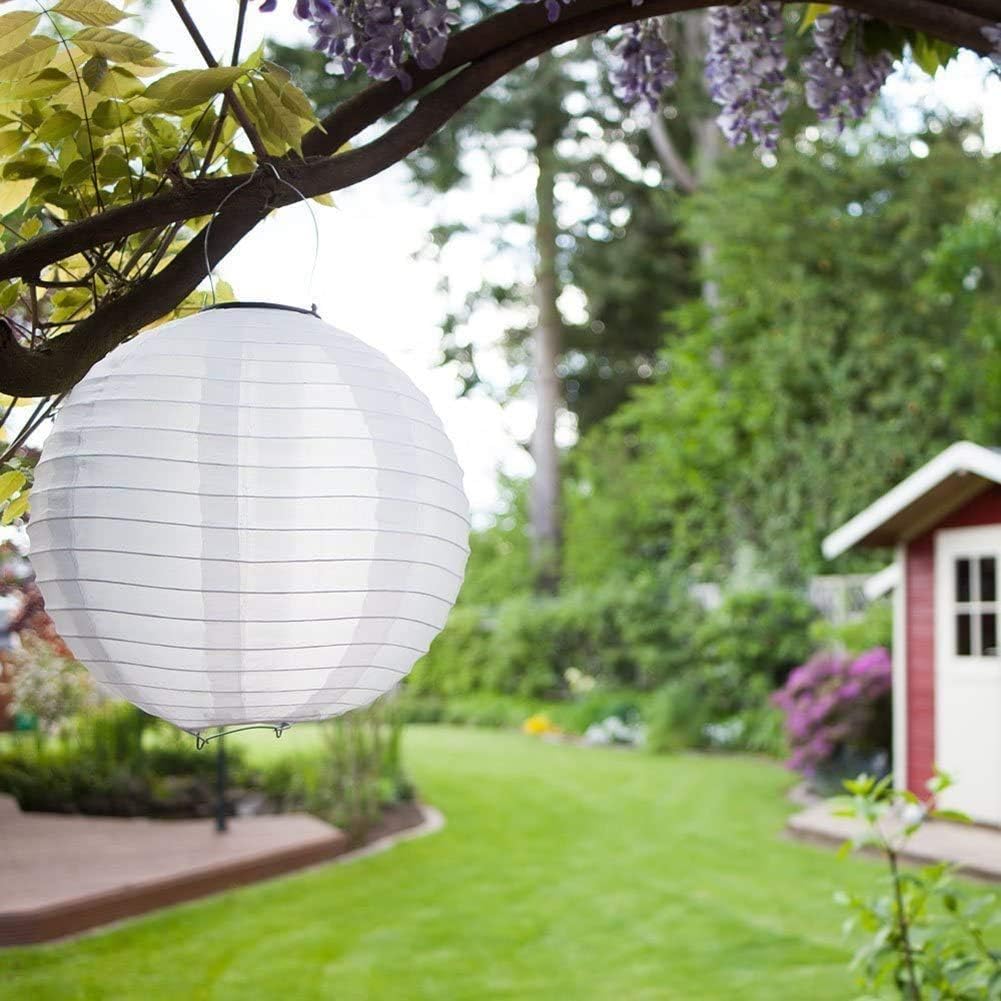 Qedertek Lampions Solar Aussen 4 Stück 20cm Solar LED Laterne Wasserdicht Nylon Hängende Gartenlater