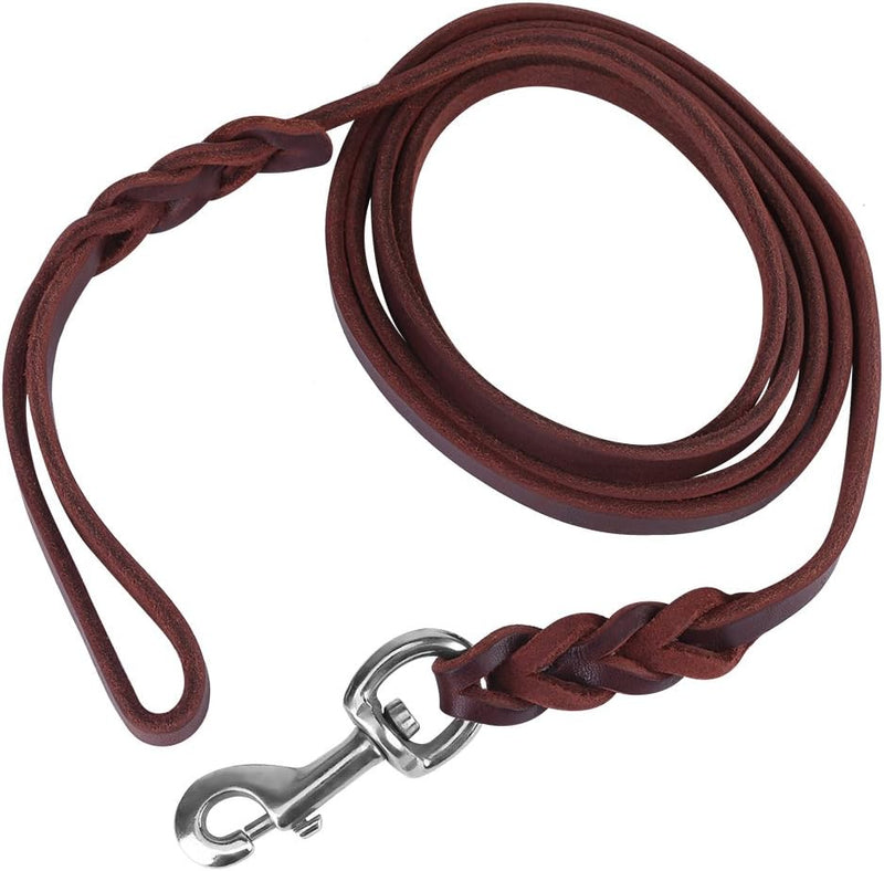 Fdit Hundehalsband, Leder Brown Hund Hund Leine Sicherheitsseil Ledergürtel für Walking Lauftraining