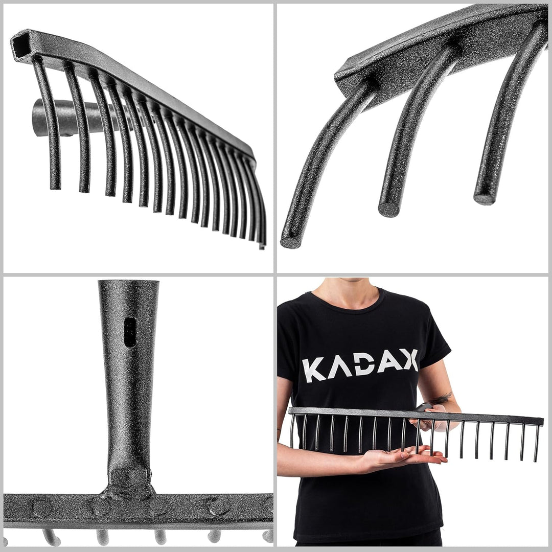 KADAX Gartenrechen aus Stahl, Steinrechen, Gartenharke ohne Stiel, Robuster Rechenkopf, Rechen für G