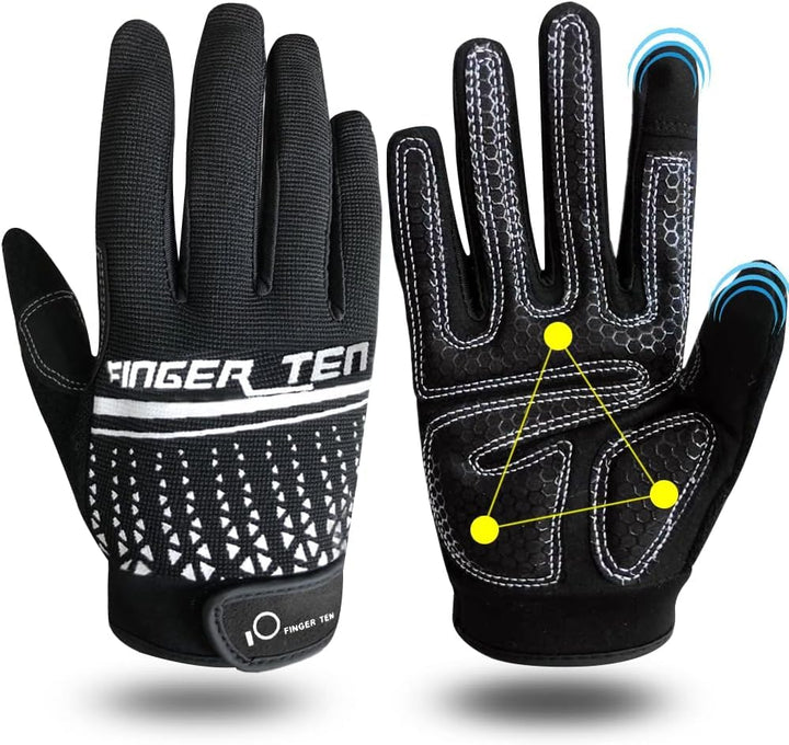 FINGER TEN Fitness Handschuhe Herren Vollfinger Damen Traininghandschuhe Kraftsport Fitnesshandschuh