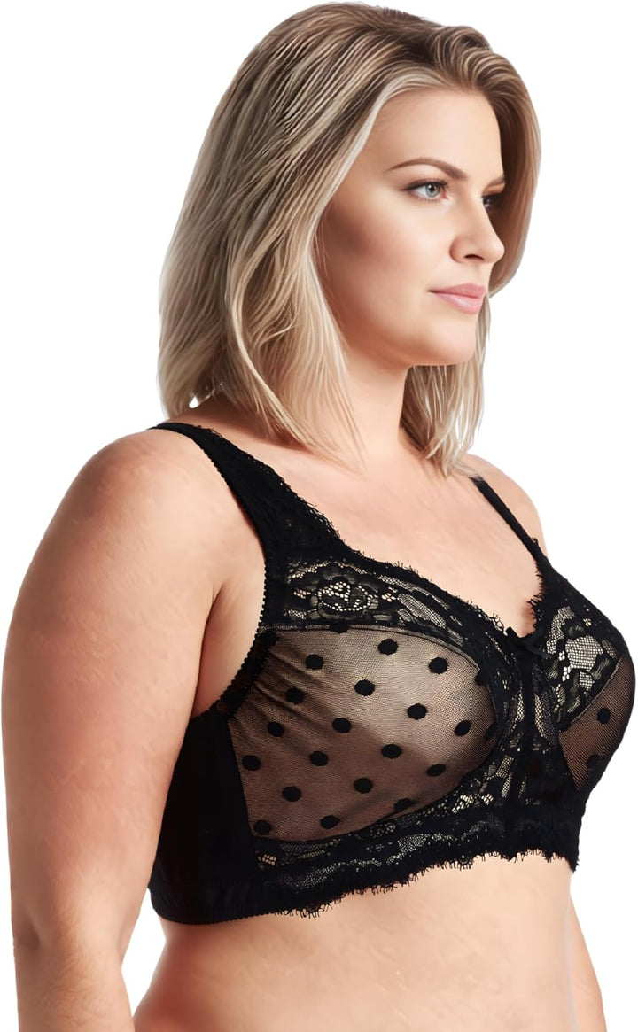 Curve Muse Damen Übergrösse Minimizer Ungefüttert Kabellos Spitze Vollständige Abdeckung BHS 75B Rot