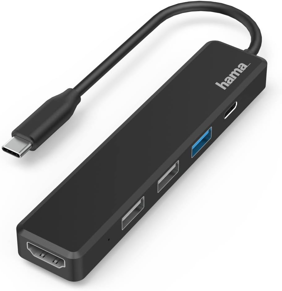 Hama USB C Hub, 5 Anschlüsse (USB C Adapter mit 480 Mbit/s High Speed, HDMI Splitter für 4K Qualität