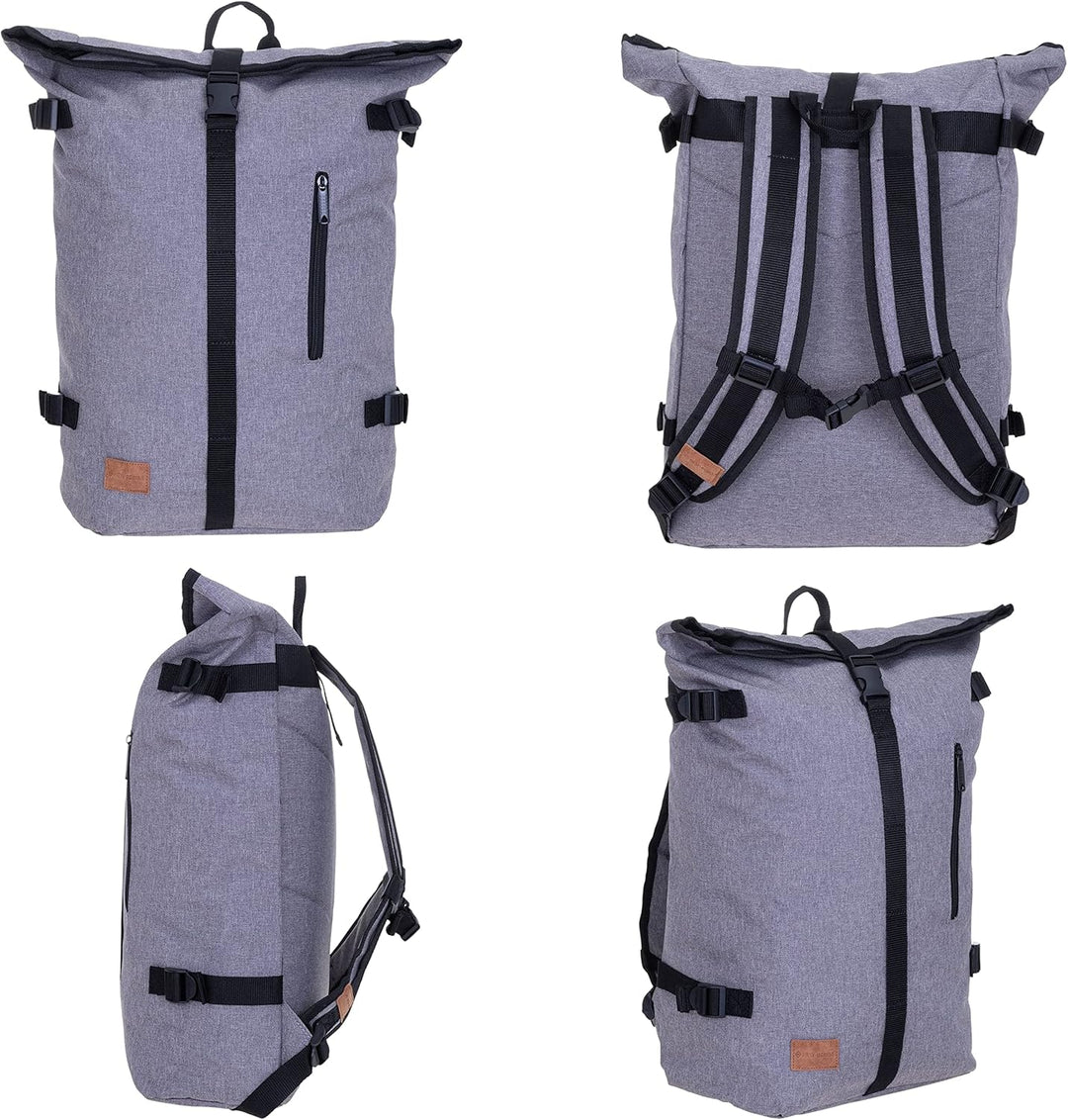 New Rebels Rucksack COURIER A4 Roll Up Kurierrucksack + Flasche (Grau), Grau