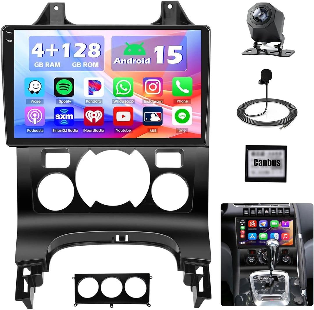 Hikity 4+128G Android 15 Autoradio für Peugeot 3008 5008 2009-2015, 9" Bildschirmradio mit Wireless