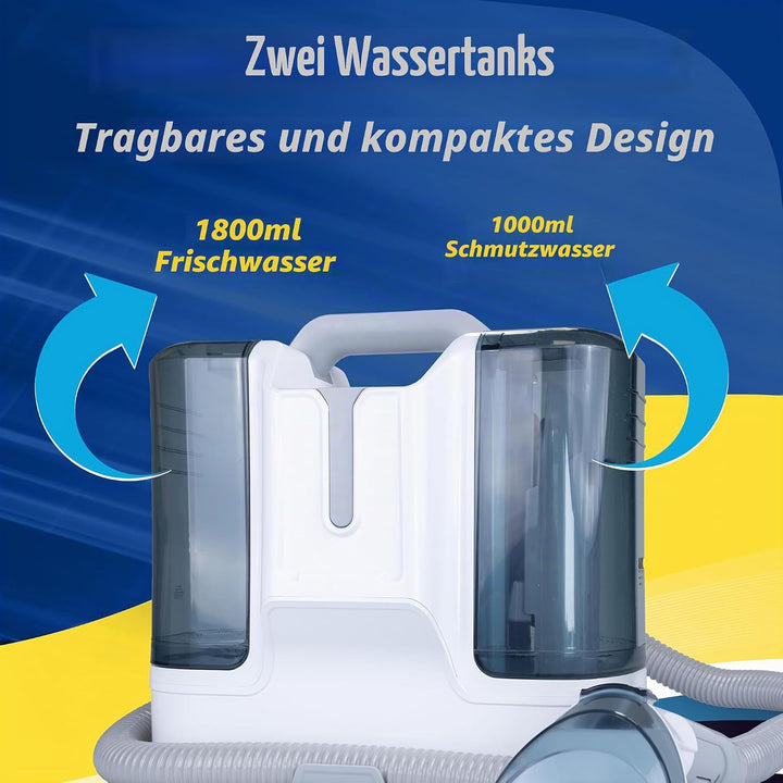 CleanRite® Nasssauger für Teppich und Polster | Waschsauger mit Wasserkapazität von 2,8 Litern | Tep