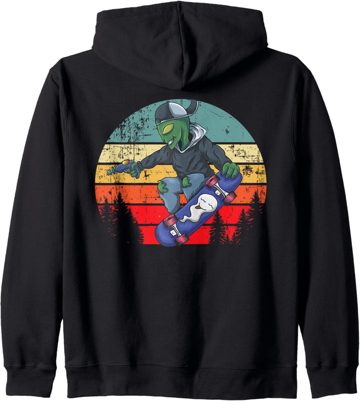 Alien riding Skateboard Retro Vintage Sunset Hip Kapuzenjacke