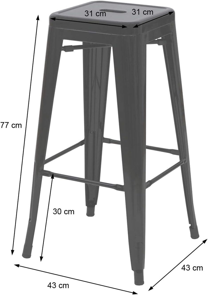 Mendler 4er-Set Barhocker HWC-A73, Barstuhl Tresenhocker, Metall Industriedesign stapelbar - grau, G