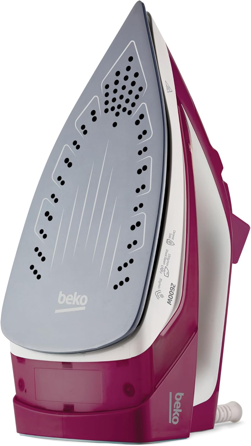 Beko - SIM3126R - Bügeleisen, 2600 Watt, vertikales Bügeln, automatische Reinigung, 240 ml - Rot 260