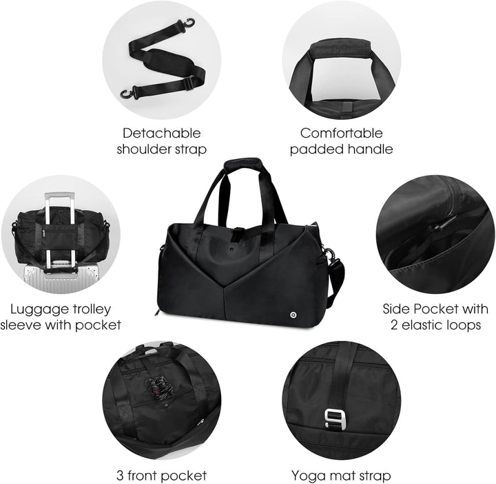 Ceneda Sporttaschen Klassische Reisetasche mit Schuhfach und Kulturtasche Sporttasche Damen Herren T