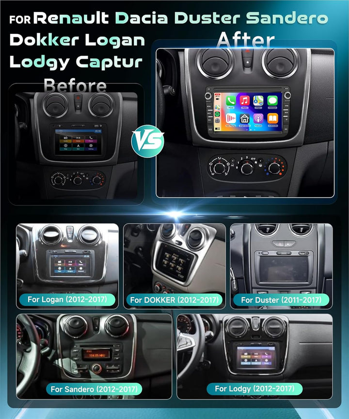2G&amp;64G 7" Autoradio Für Renault Dacia Duster Sandero Dokker Logan Lodgy Captur mit Carplay Android A