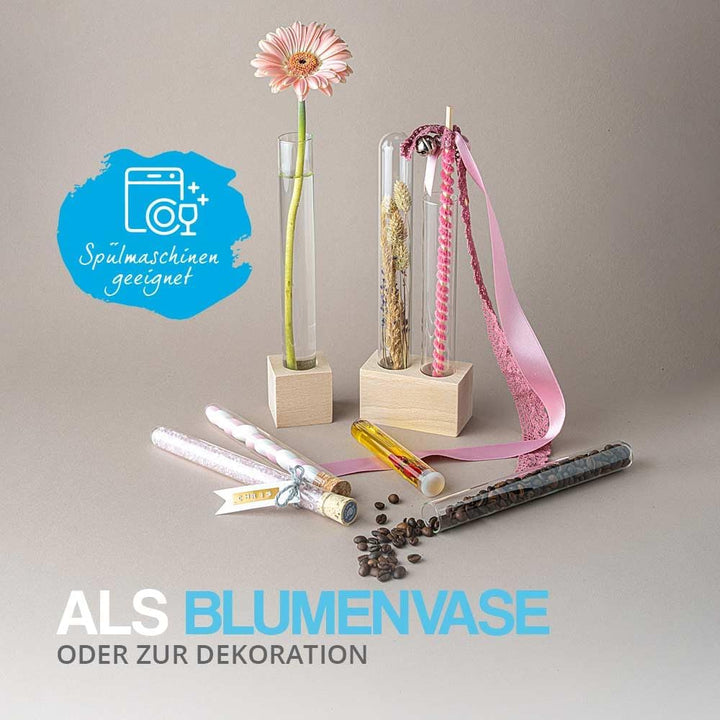 Tuuters Glas Reagenzglas mit Korken 25 Stück (180 x ø 20 mm) Gewürzgläser | Reagenzgläser für Blumen
