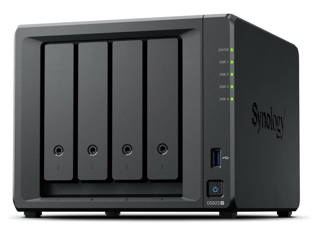 SYNOLOGY DS925+ 4-Bay DiskStation (up to 9-Bay), AMD Ryzen V1500B, 4GB RAM 25 cm x 26 cm x 29 cm, 25