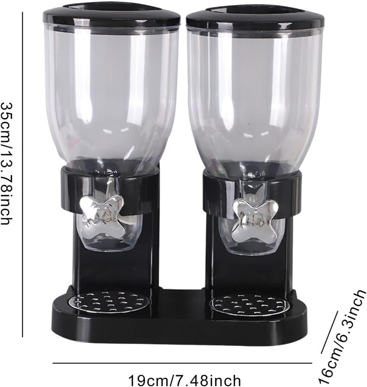 Müslispender Doppelt - Snackspender - Cereal Dispenser, Cornflakes Spender - Doppelspender für Süssi