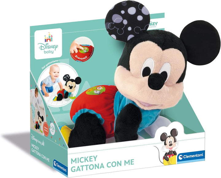 Clementoni Disney Baby Mickey Katze mit Mir - Plüschtier Disney Italienisch sprechend, Lieder und Ki