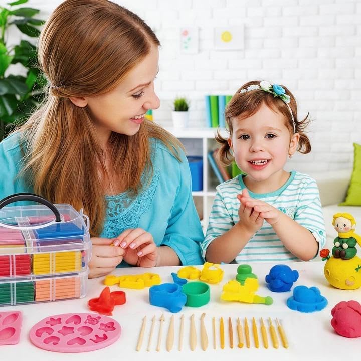 Polymer Clay Set,62 Colours DIY Modelling Clay Oven Baking Clay Kit,20 g/Block Soft Modeling Clay Ki