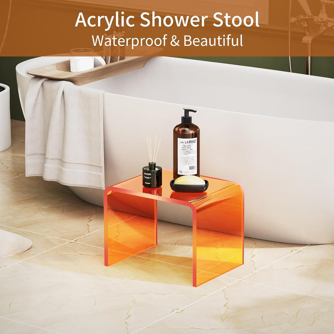 Acryl-Tritthocker, Kleiner transparenter Fusshocker für Badezimmer, Schlafzimmer, Küche, belastbar b