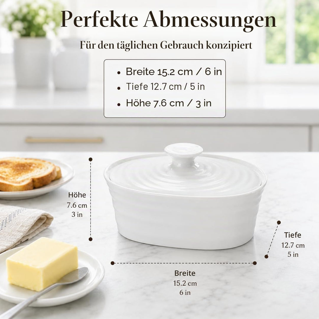 Portmeirion Home &amp; Gifts Butterdose (Weiss), Weiss
