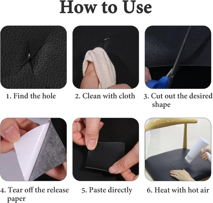 Kunstleder Selbstklebende Leder Reparatur Set, Lederflicken Selbstklebende Leder Reparatur Patch 40