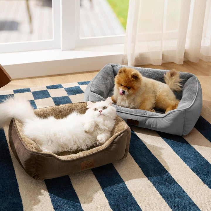 BEDSURE Katzenbett waschbar Katzen Bettchen - 51x41cm Katzenkorb Indoor mit Rutschfester Basis, quad