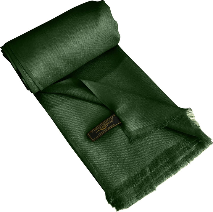 CJ Apparel Damen Handgefertigter nepalesischer Fransenschal Pashmina-Schal Einheitsgrösse Dunkelgrün