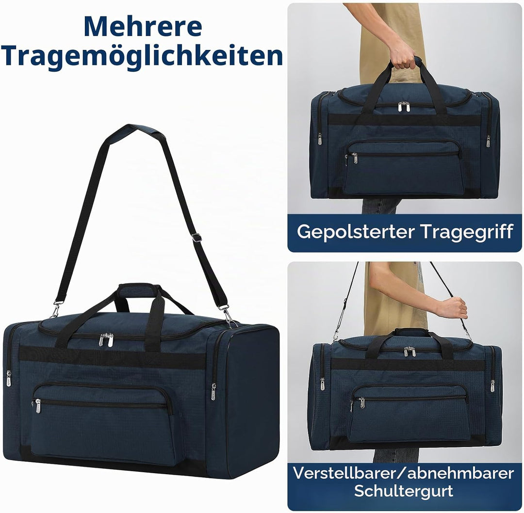 55L Sporttasche Reisetasche Fitness Tasche mit Schultergurt Wochenendtasche für Damen und Herren (Bl