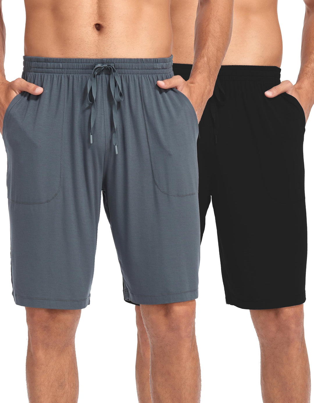 COLORFULLEAF 2er/3er Pack Schlafanzughose Herren Kurz Bambus Pyjamahose Schlafhose Weich Sommer Frei