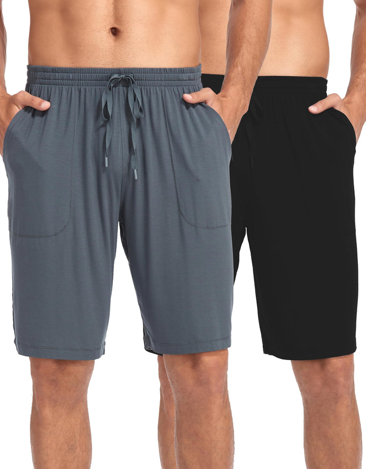 COLORFULLEAF 2er/3er Pack Schlafanzughose Herren Kurz Bambus Pyjamahose Schlafhose Weich Sommer Frei