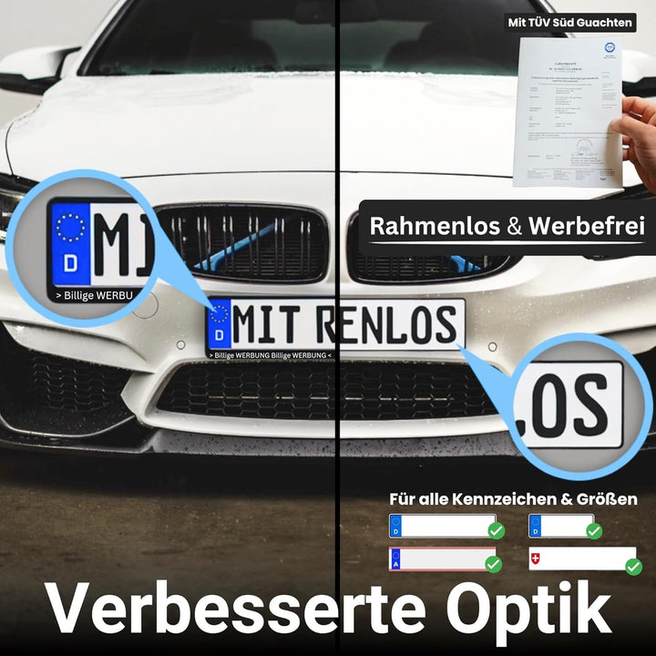 IVALITY Magnetischer Kennzeichen-Halter - Rahmenlose Nummernschild-Halterung für 2X Alu-Kennzeichen