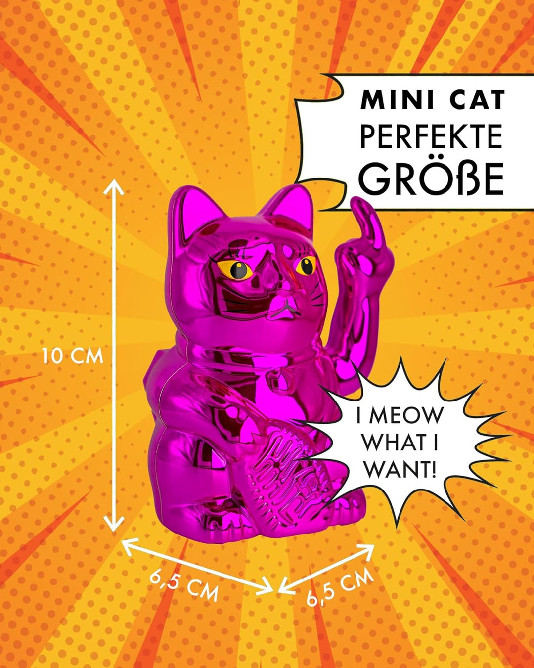 ANGRY CAT Mini Winkekatze Lucky CAT - SOLAR betrieben Lustige winkende Katze - japanische Winkkatze