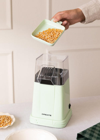 CREATE Popcorn-Maker / Elektrischer Popcorn-Maschine, Mattgrün, ohne Öle oder Fette, leicht zu reini