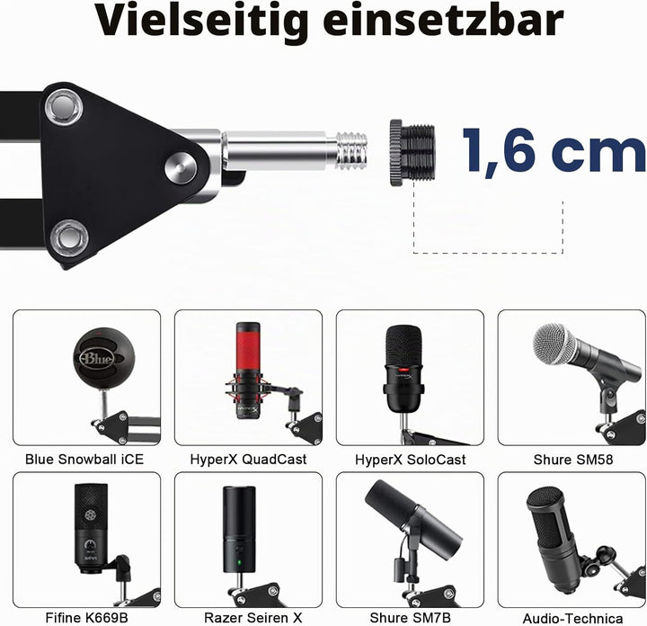 Mikrofon Arm,Aokeo AK-35 Mikrofon Ständer Arm für Blue Yeti,Blue Snowball,HyperX QuadCast,SoloCast,E
