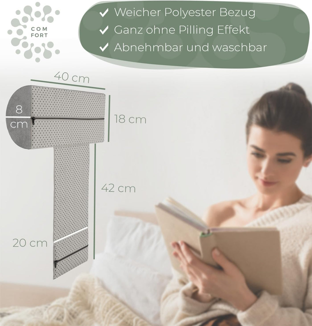 Nackenrolle für Sessel mit Gegengewicht (100% Memory Schaum), Nackenkissen Sofa Couch hängend, Nacke