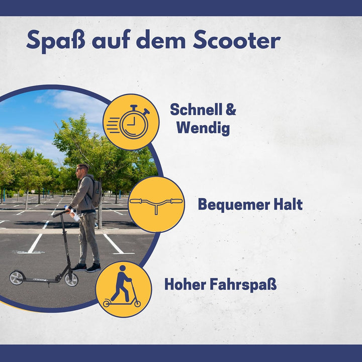 Best Sporting Scooter Kinder I klappbarer Tretroller mit Ständer I schwarz - orange I City Roller Ki