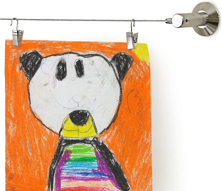 Kinder-Kunstdisplay für Wand (48 Clips – 3 m Draht) Kunstwerk Display für Kinder Kunst – Kunsthänges
