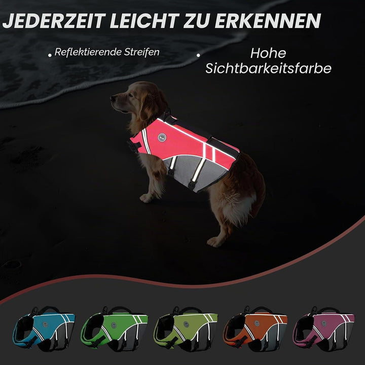 VIVAGLORY Sports Style Hundeschwimmweste, Rettungswesten Für Hunde Bootfahren, Auftrieb & Schwimmhil