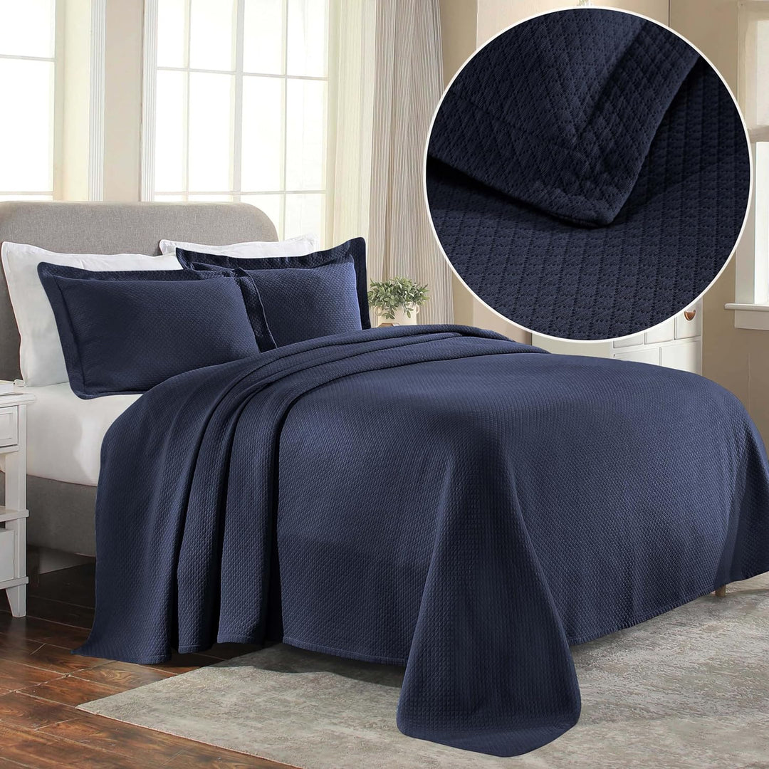 Superior Cotton Bedspread, Navy Blue, Twin Twin Marineblau, Twin Marineblau