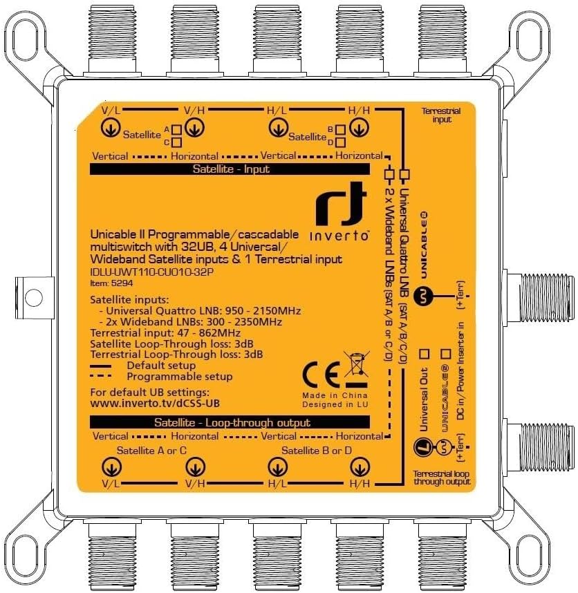 Inverto Unicable II IDLU-UWT110-CUO1O-32P 5/32 Multischalter + 2X Wideband LNBs